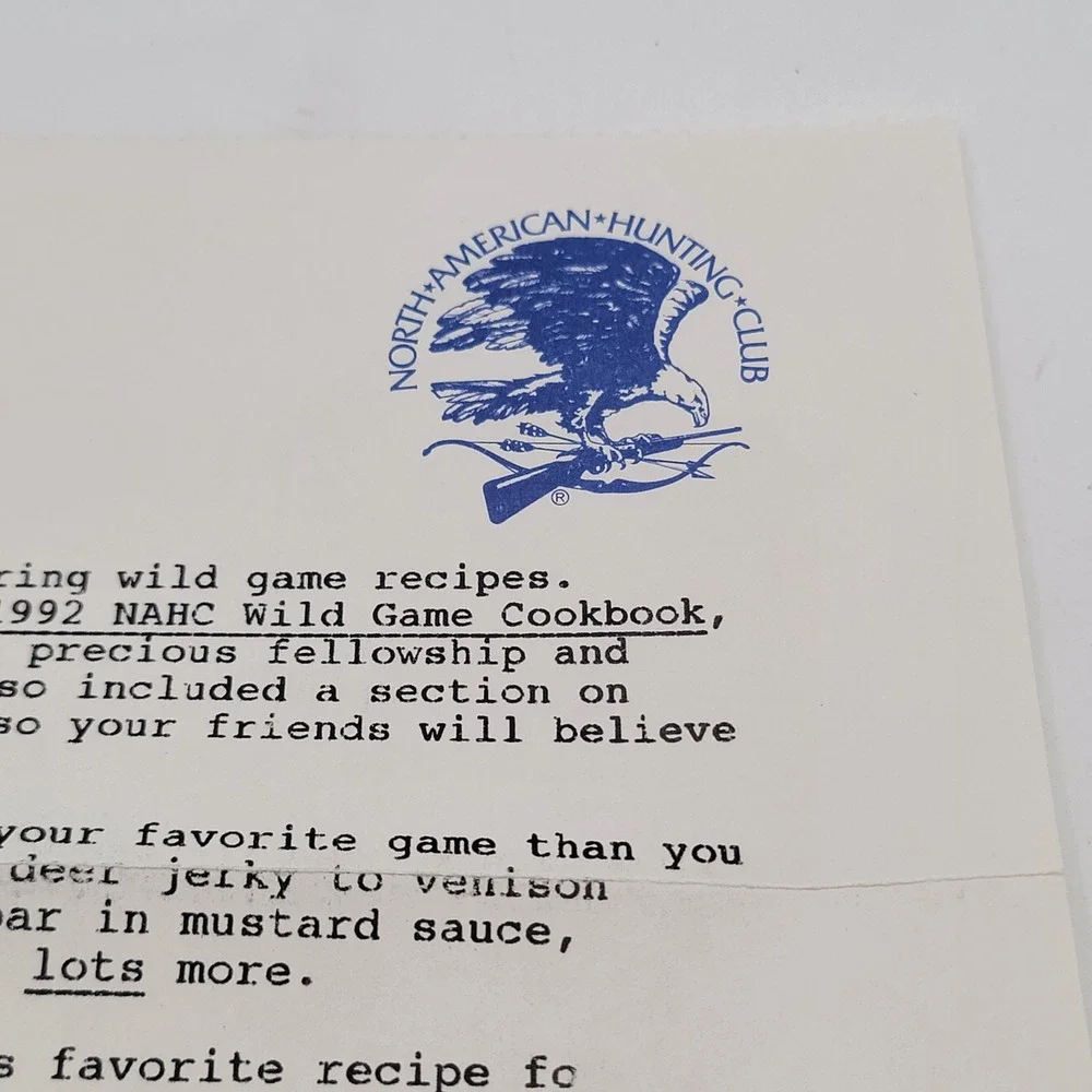 NAHC Wild Game Cookbook Paperback 1992 10 Years Of Great Recipes Good